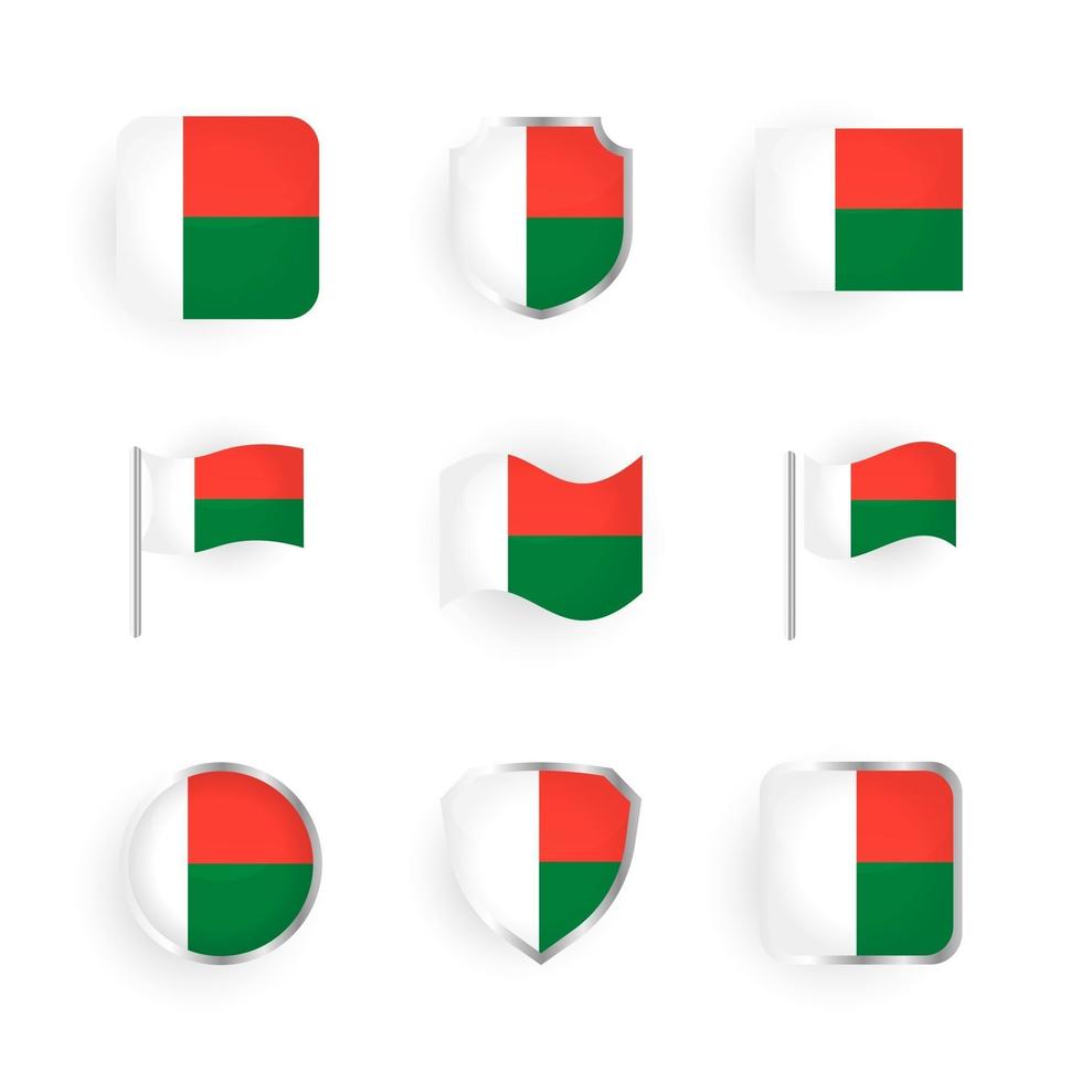 Madagaskar vlag iconen set vector