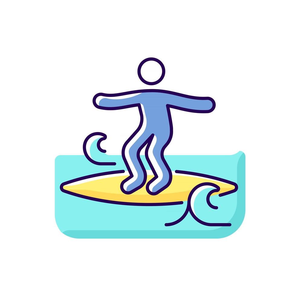 kruimelige golven surfen rgb kleurenpictogram vector