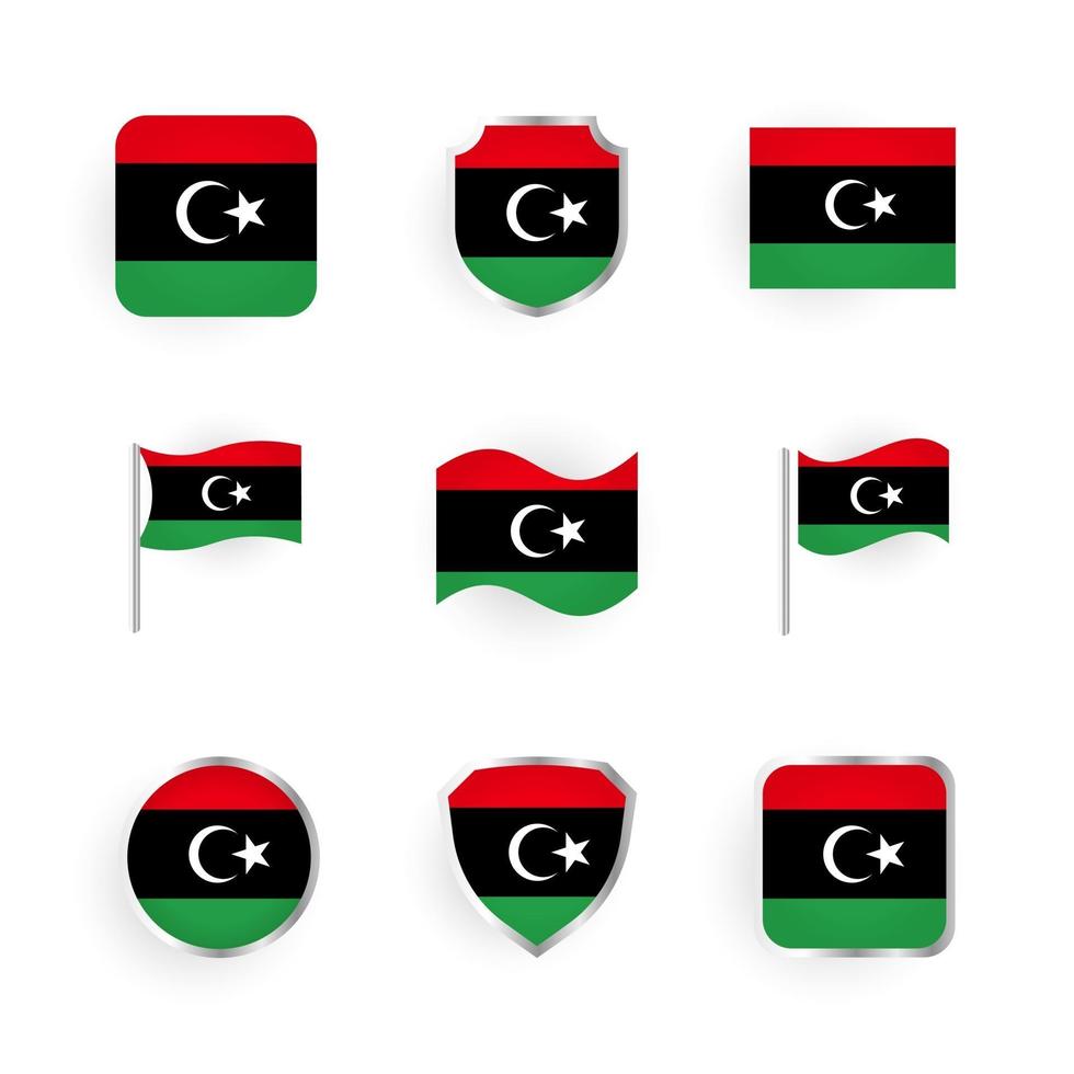 Libië vlag iconen set vector