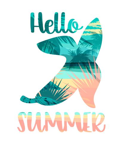 Tropische strand zomer print met slogan voor t-shirts, posters, kaarten en andere toepassingen. vector