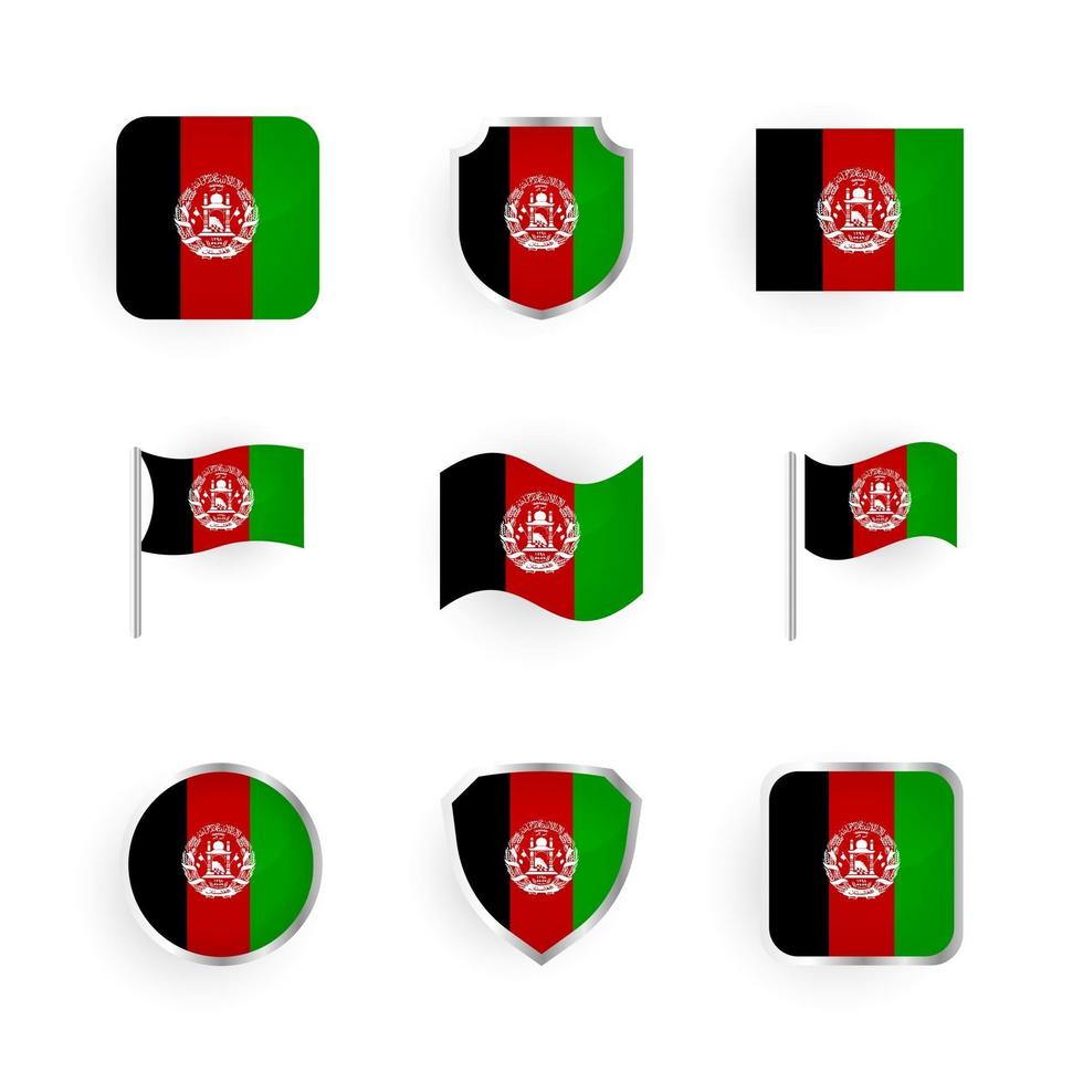 afghaanse vlag iconen set vector