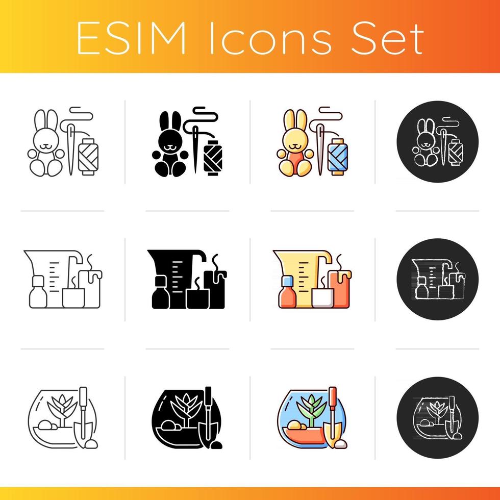 trending hobby iconen set vector