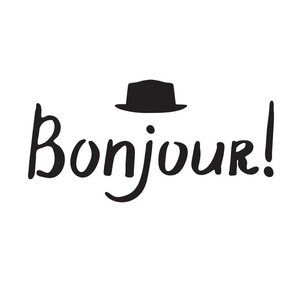 Franse uitdrukking - bonjour. moderne penseelkalligrafie. vector