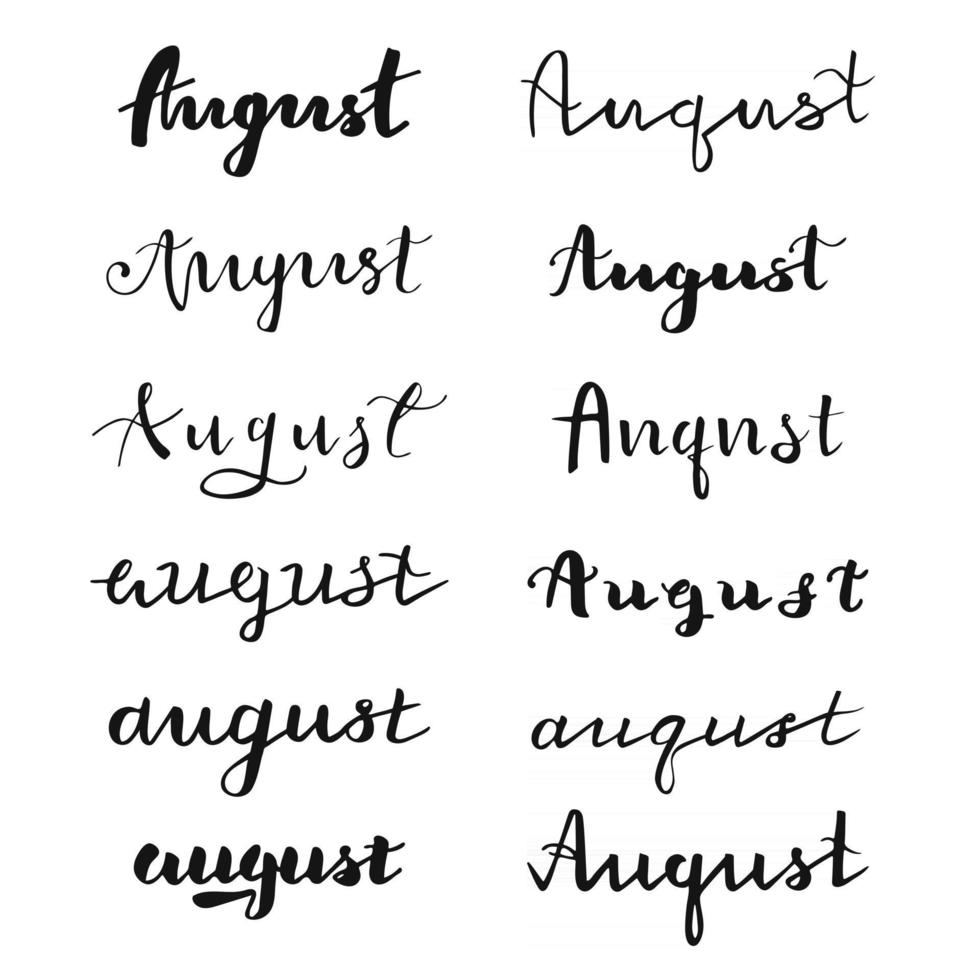 handgetekende typografie augustus vector