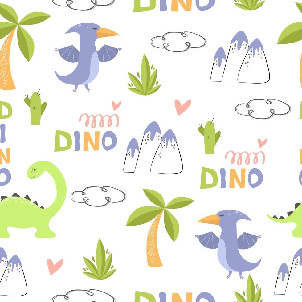 vectorpatroon grappige dinosaurussen voor textielontwerp voor kinderen vector