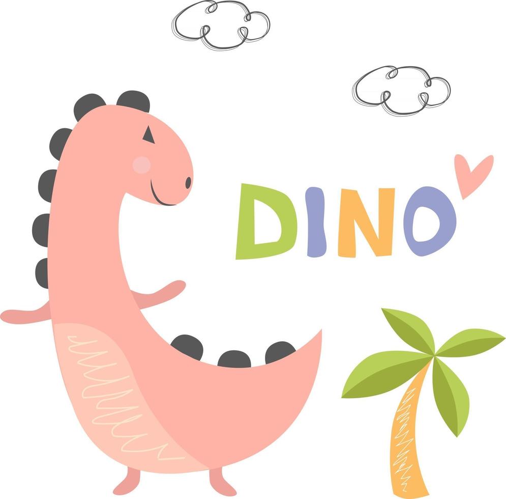 schattige roze dinosaurus vector