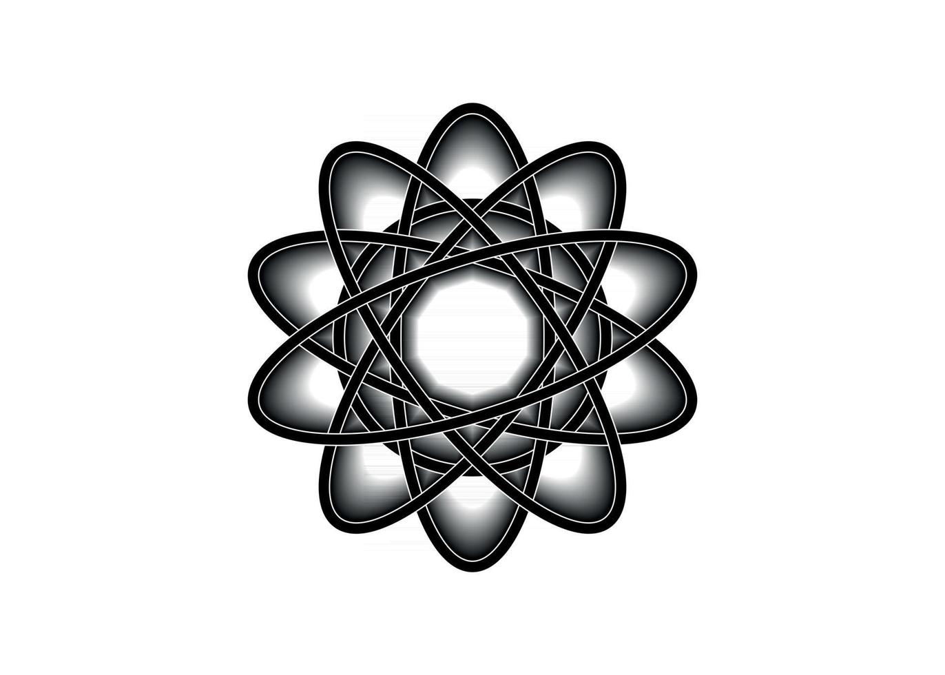 pictogram van atoom. zwarte lijn logo sjabloon in Keltische knoopstijl vector