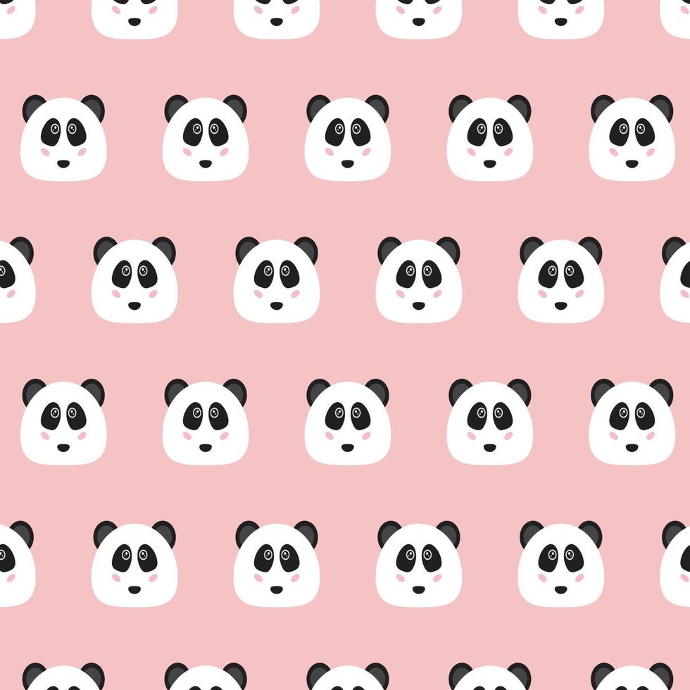 panda naadloze patroon gratis vector met roze achtergrond