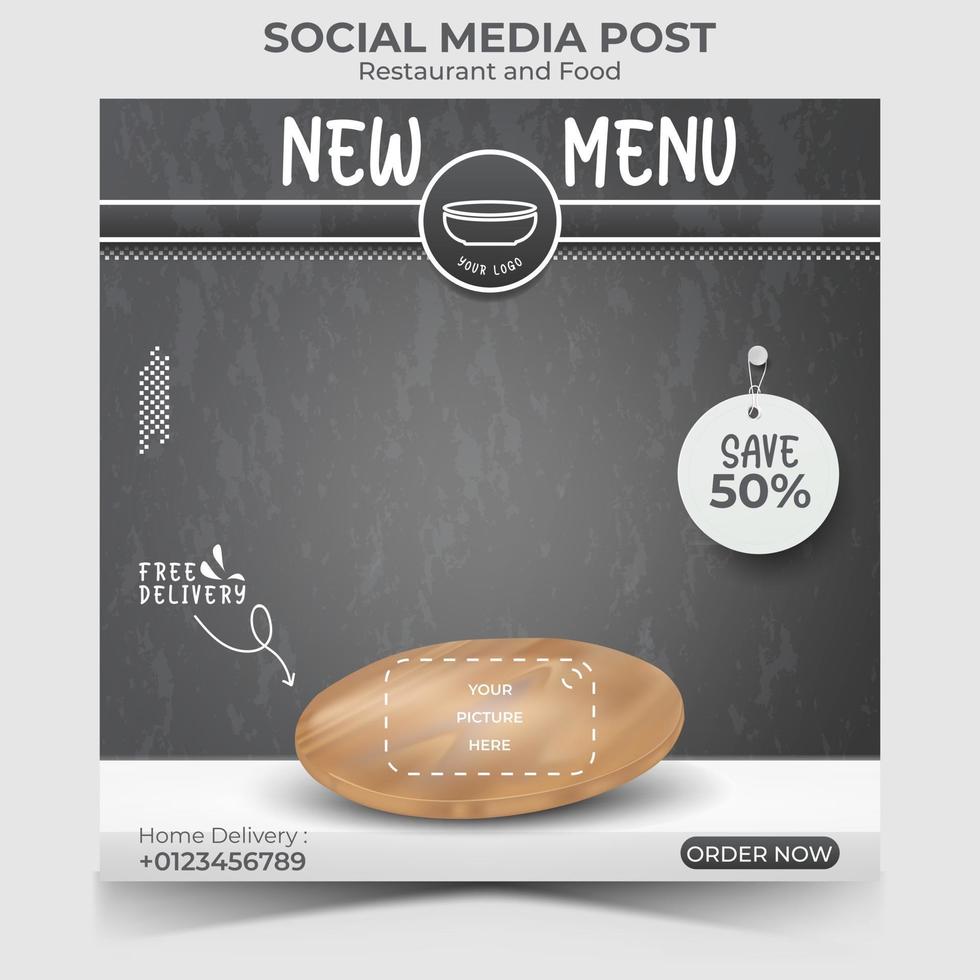 eten of culinaire social media marketingsjabloon. vector