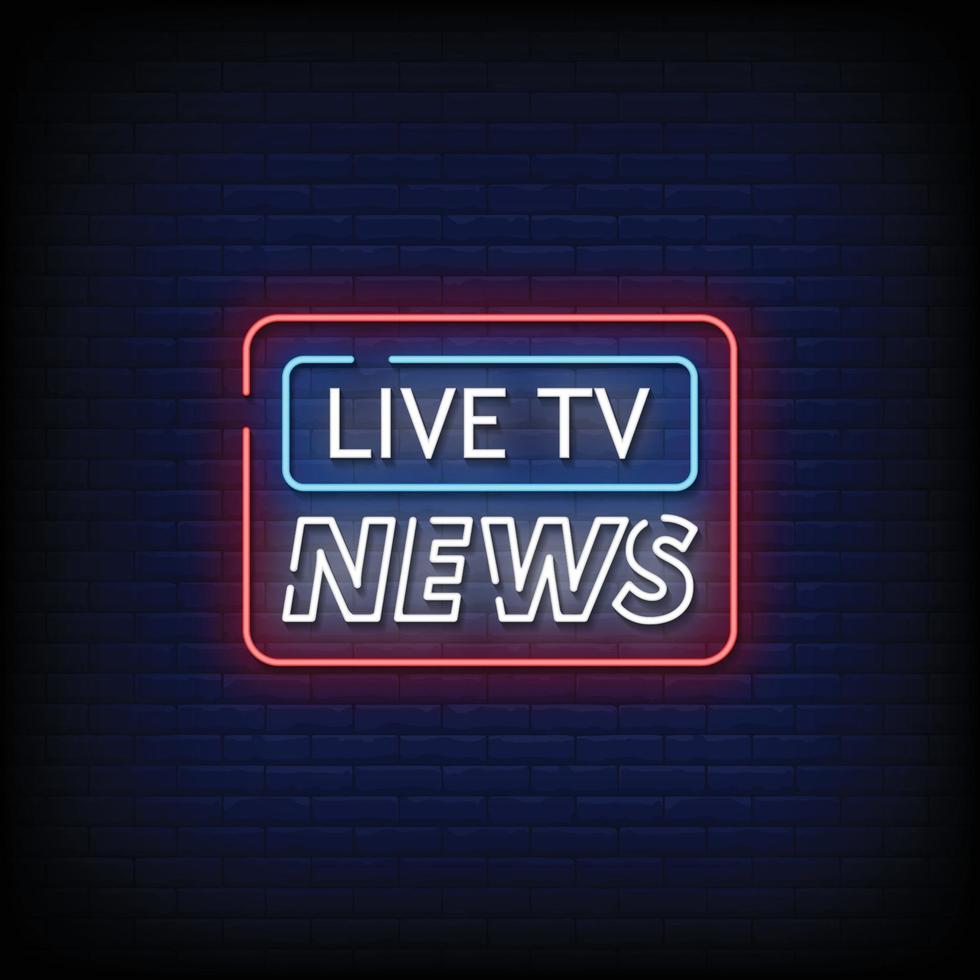 live tv nieuws neonreclame stijl vector