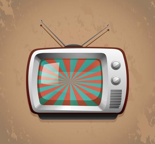 Retro televisie op grungeachtergrond vector