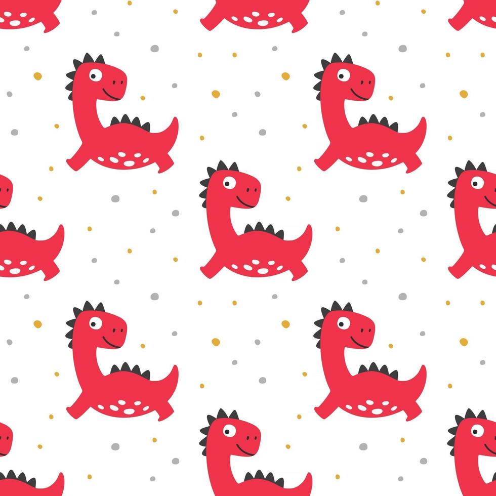 vrolijk rood dinosaurus naadloos patroon vector