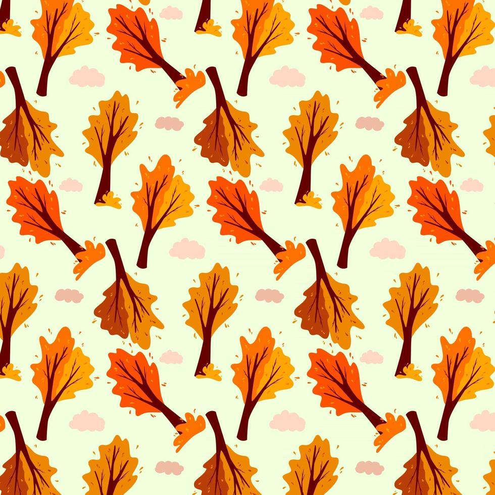 herfst patroon. abstract herfstboom en wolken naadloos patroon vector