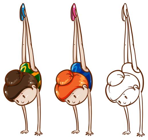 Doodle karakter voor gymnastisch meisje vector