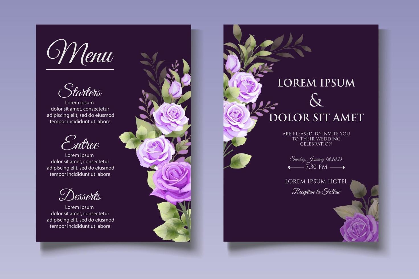 elegante bloemen bruiloft uitnodiging kaartsjabloon vector