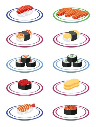 Een reeks Japanse sushi vector