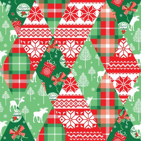 Kerstmis en Nieuwjaar patchwork naadloze achtergrond. vector