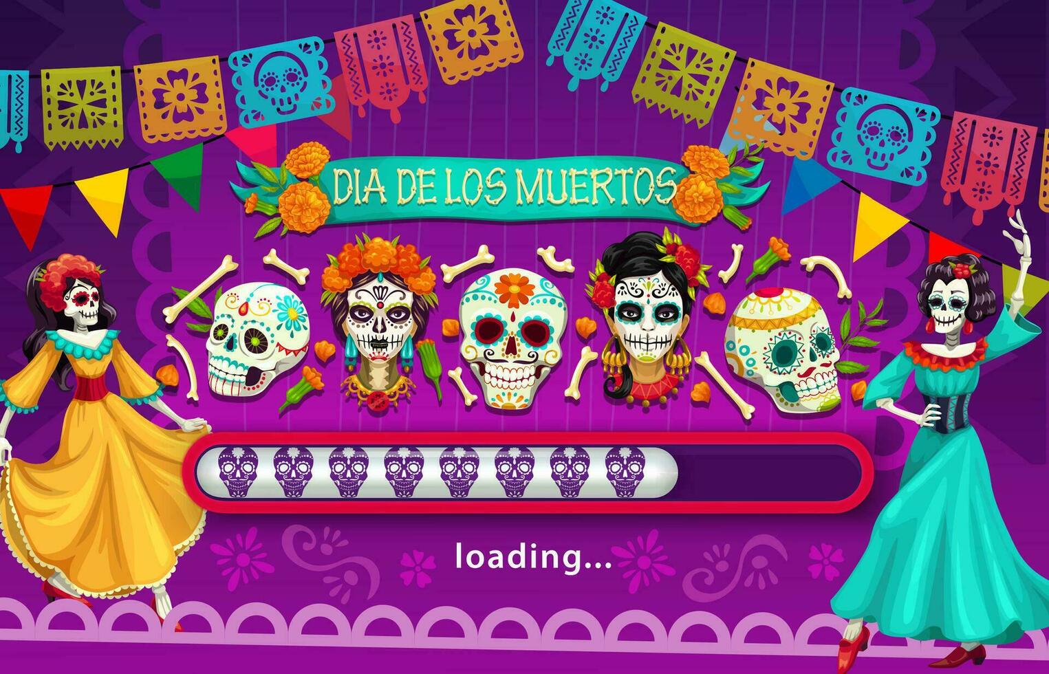 Mexicaans dia de los Muertos vakantie bezig met laden bladzijde vector