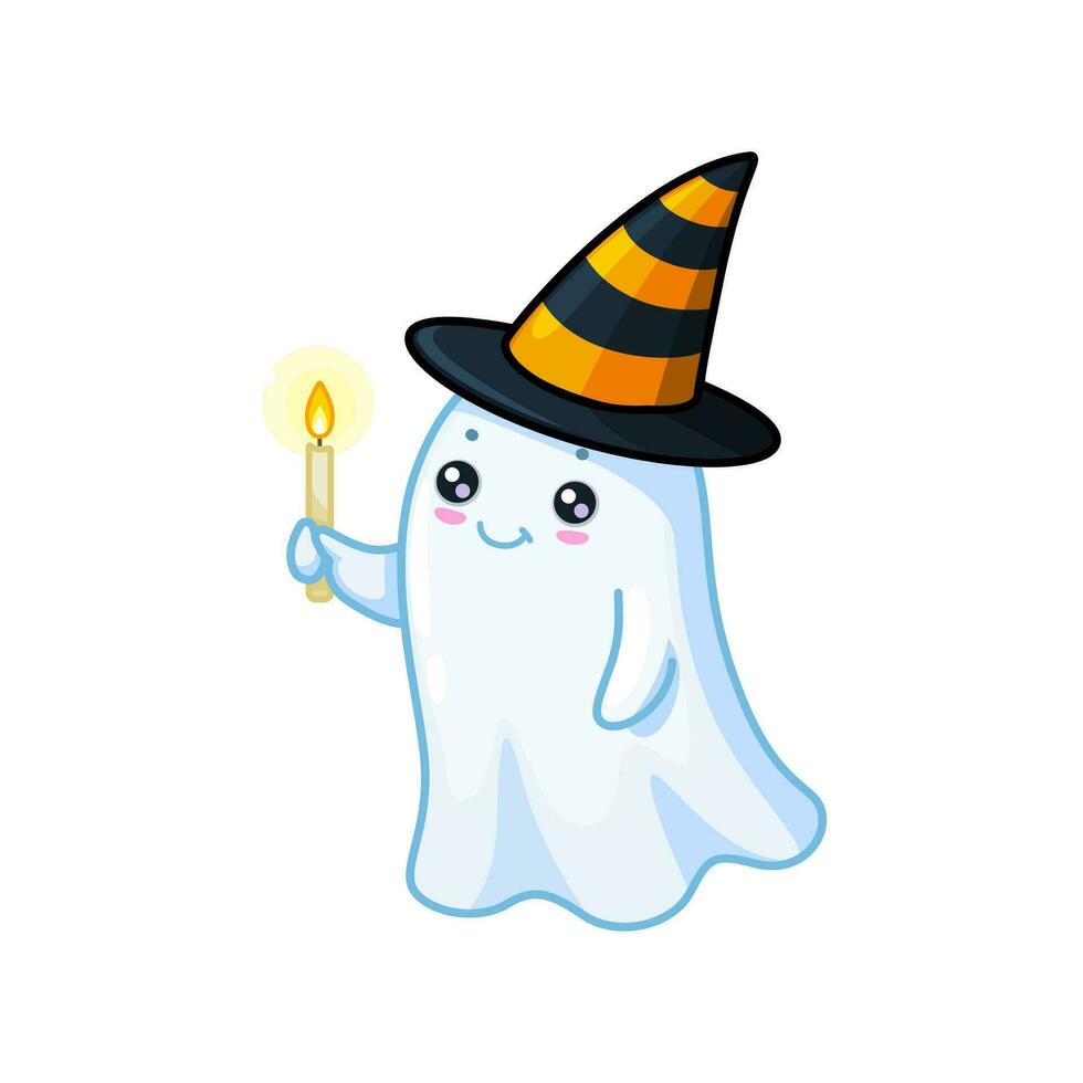 halloween kawaii geest dons gestreept heks hoed vector