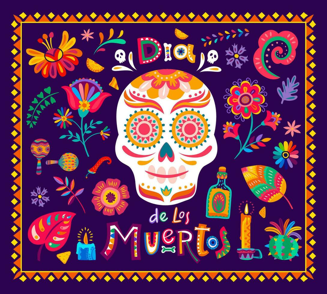 dag van de dood Muertos Mexicaans vakantie banier vector