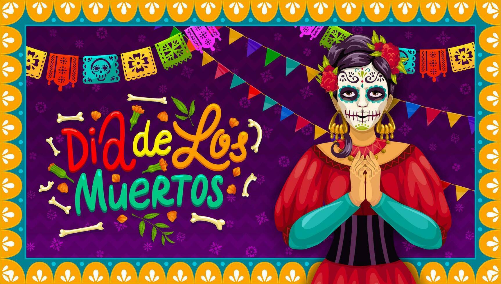 Mexicaans dia de los Muertos vakantie catrin calavera vector