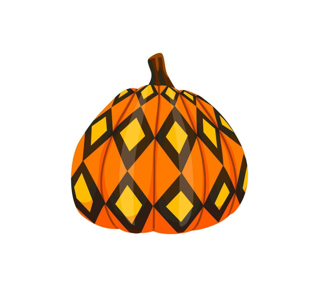 halloween geschilderd pompoen met ruit ornament vector