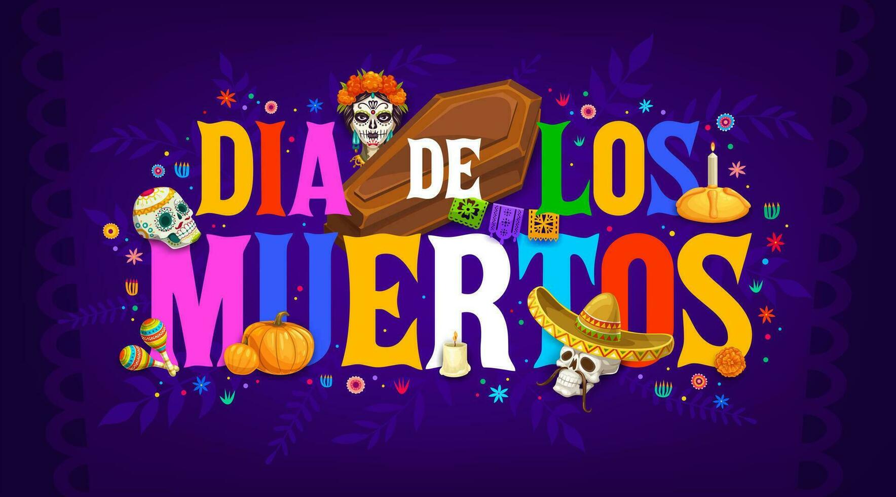 Mexicaans dia de los Muertos vakantie calavera banier vector