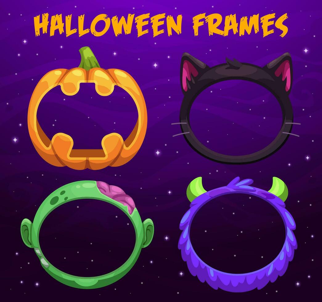 tekenfilm halloween avatar lijsten, vector spel ui