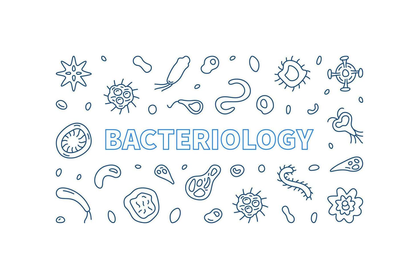 bacteriologie vector wetenschap concept horizontaal lijn banier of illustratie