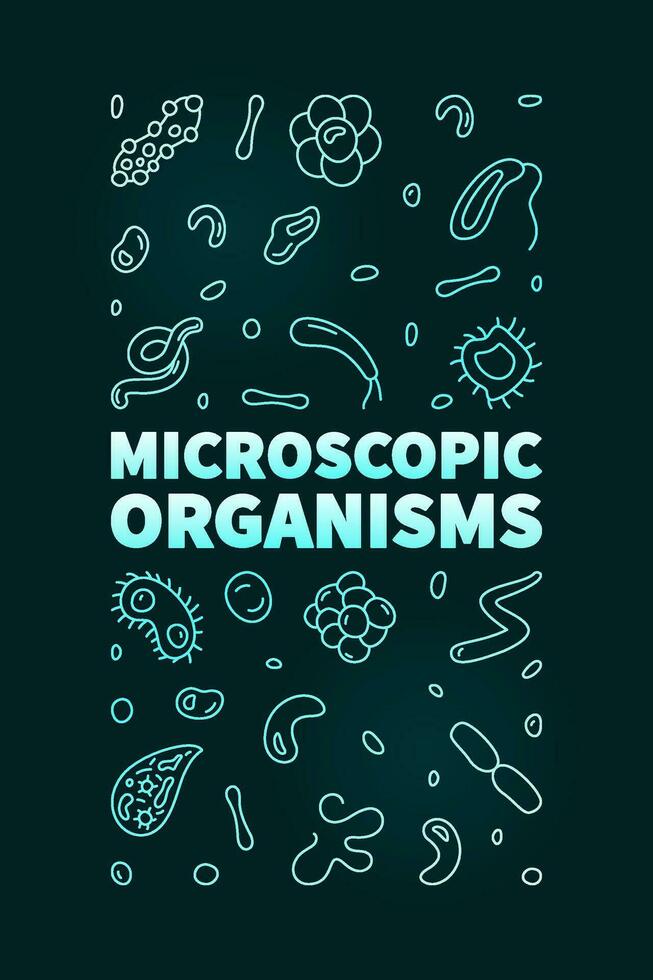microscopisch organismen vector bacteriologie concept lijn gekleurde verticaal banier - micro-organismen illustratie