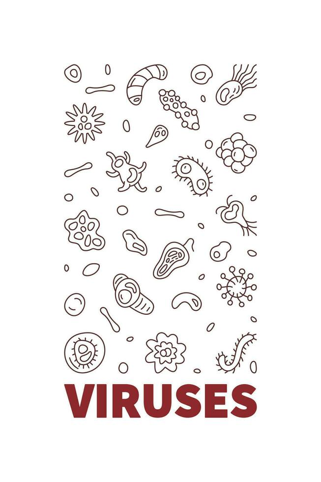 virussen concept schets vector verticaal banier gemaakt met virus lijn symbolen