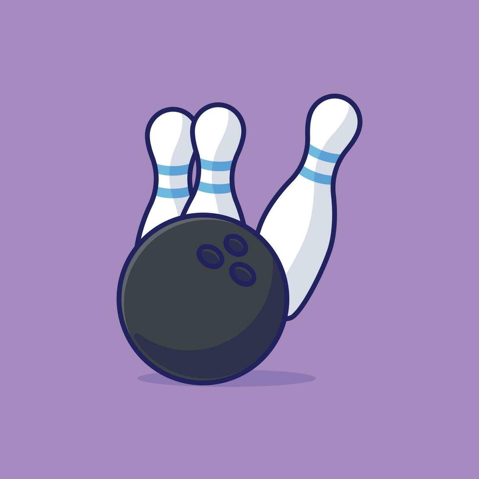 bowling bal en pin tekenfilm vector illustratie sport uitrusting concept icoon geïsoleerd