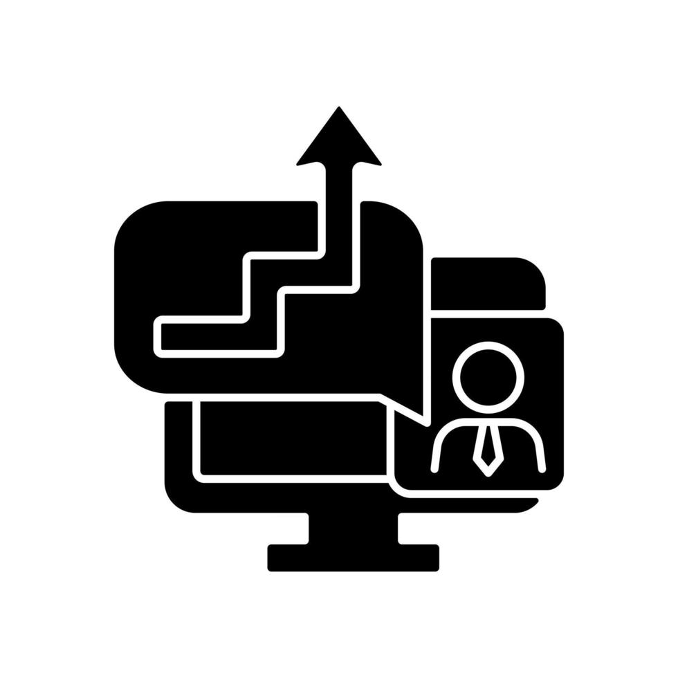 zwarte glyph-pictogram voor videocoaching vector