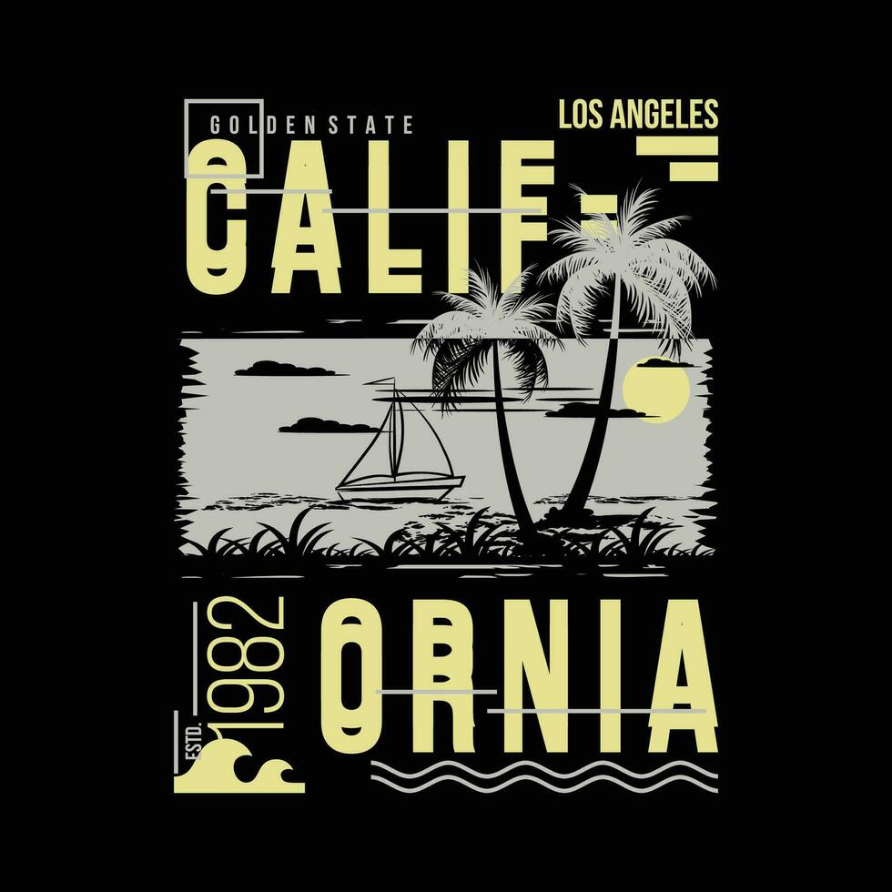 Californië, Aan strand thema grafiek ontwerp, surfing typografie, t overhemd vectoren, zomer avontuur vector