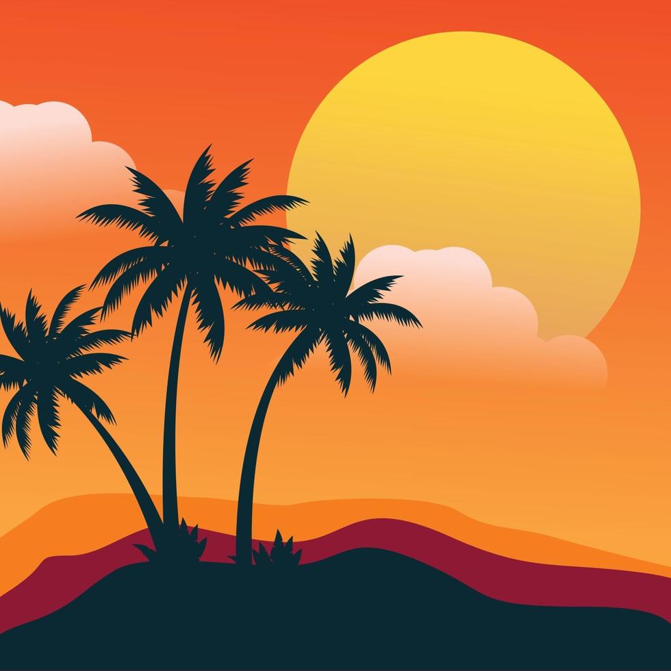 strand zonsondergang achtergrond vector