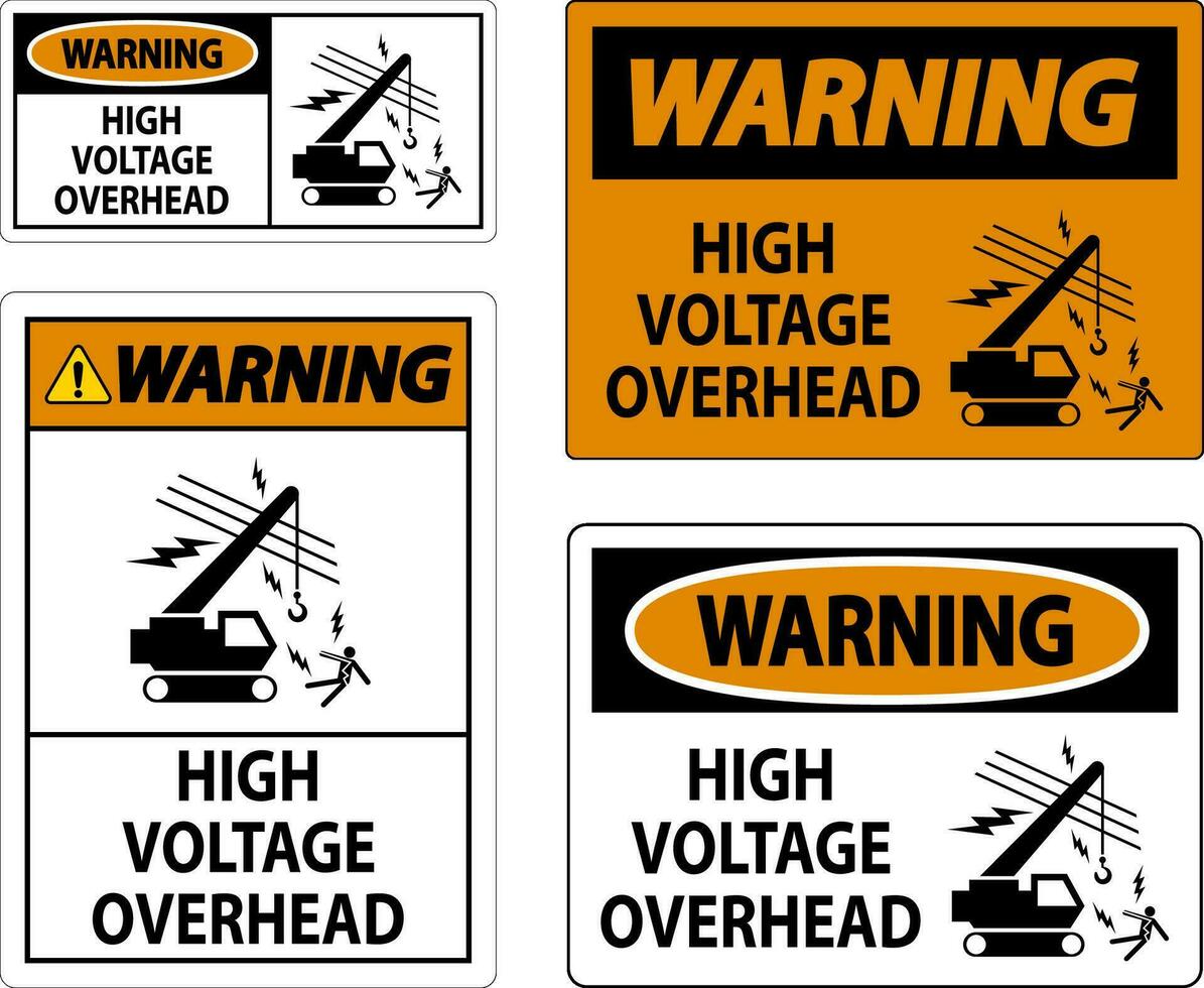 waarschuwing teken hoog Spanning overhead vector