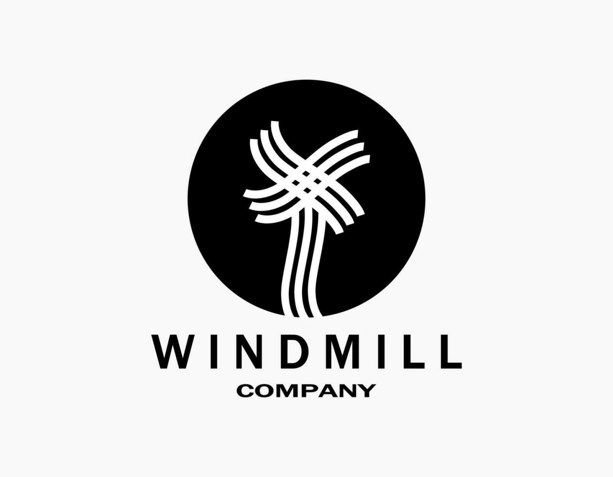 windmolen logo icoon. de gemakkelijk silhouet van windmolen vector ontwerp sjabloon. beroertes en lijnen kunst dat het formulier een windmolen, bloem, of kokosnoot boom.