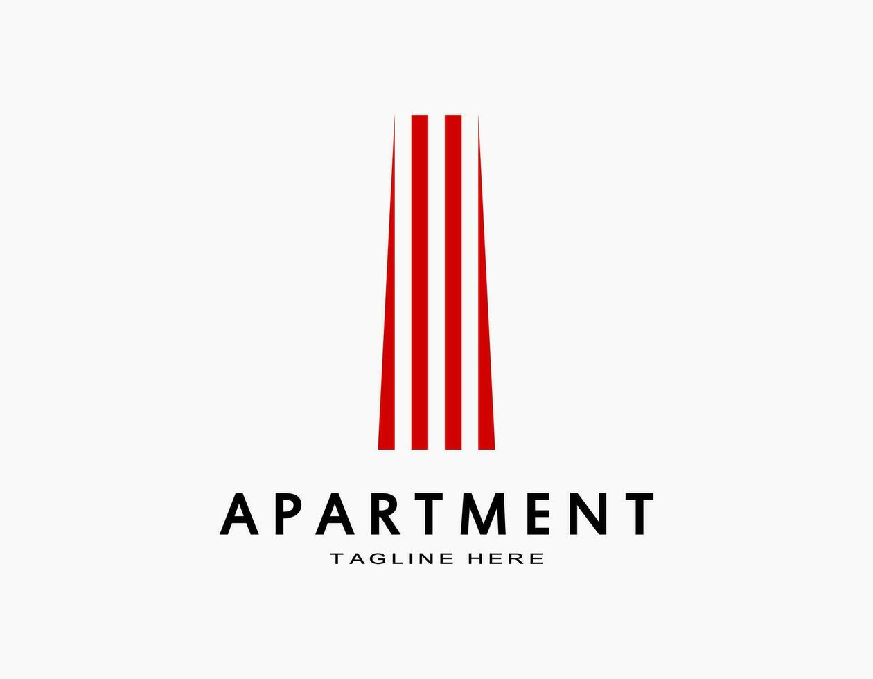 elegant appartement logo in rood. minimaal en abstract toren icoon met groei concept. luxe ontwerp voor bedrijf, architectuur, ontwikkelaar, residentie. vector