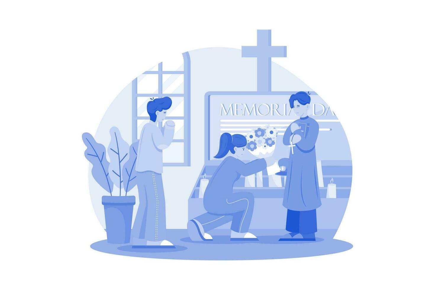 kerken houden speciaal Diensten naar herdenken die wie hebben gemaakt de ultieme offer. vector