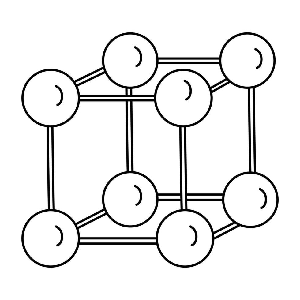 kristal traliewerk hand- getrokken tekening vector illustratie zwart schets. eenheid cel. terug naar school- thema element. moleculair fysica wetenschap.