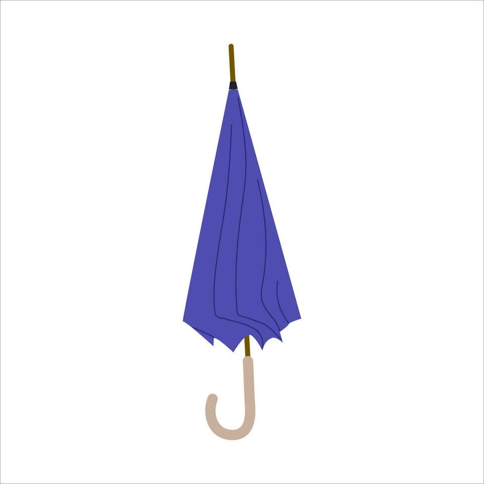 blauw gevouwen paraplu. vector illustratie in vlak stijl