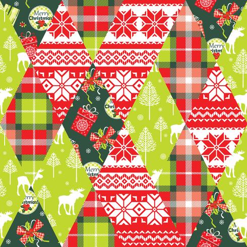 Kerstmis en Nieuwjaar patchwork naadloze achtergrond. vector