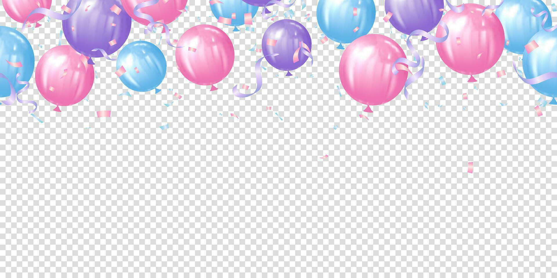 realistisch pastel kleur ballon en lint gelukkig verjaardag viering kaart banier sjabloon achtergrond vector