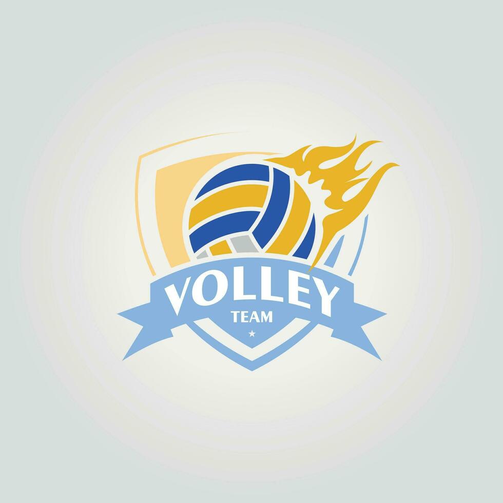 embleem van volleybal logo met brand icoon, illustratie vector van academie volley ontwerp