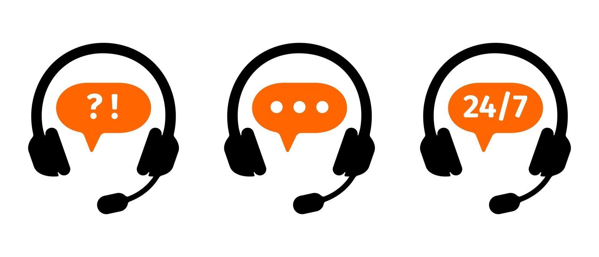 hotline callcenter pictogrammen. klanten ondersteunen online servicesymbolen vector