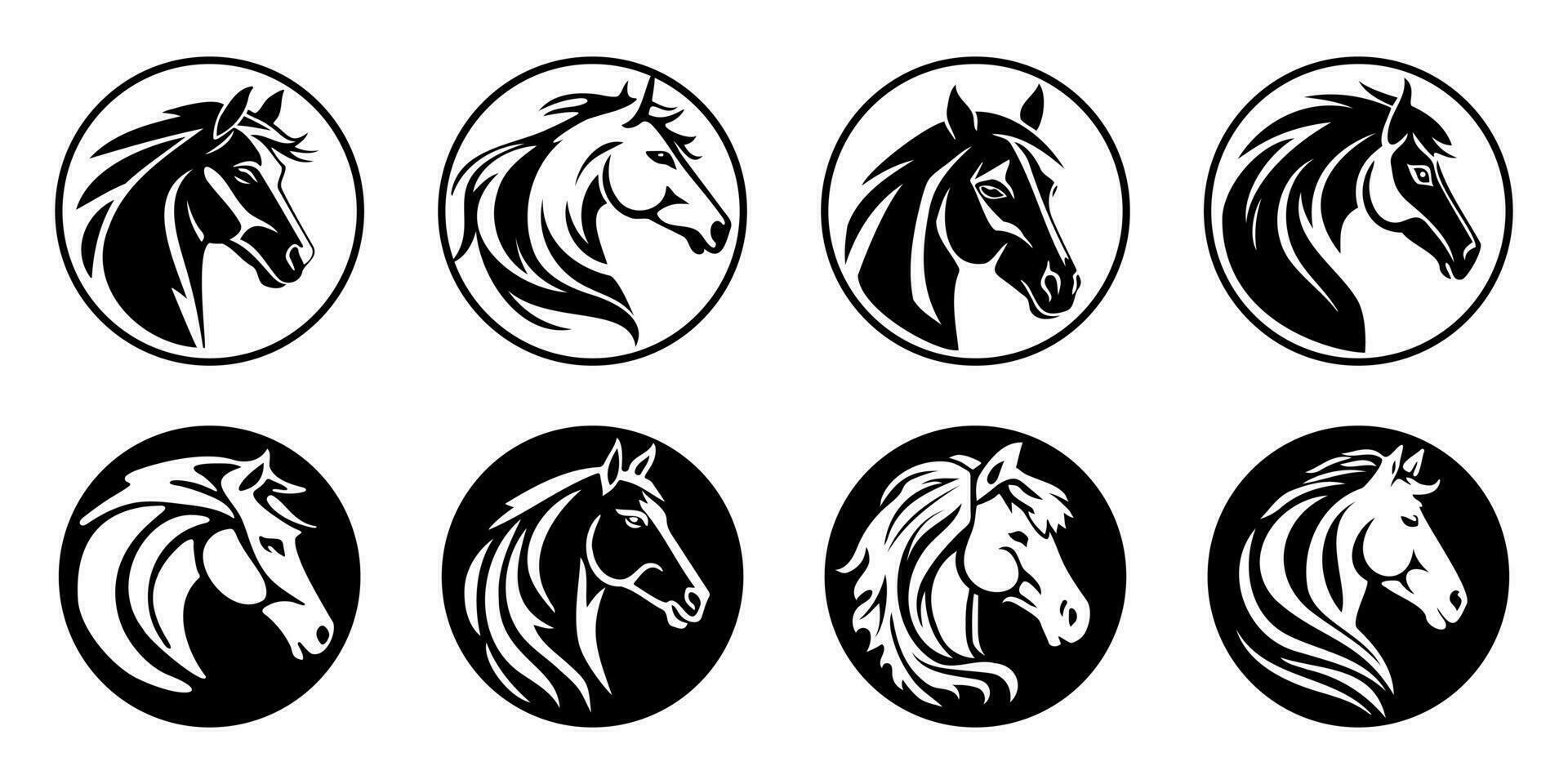 paard hoofd silhouet in tekening lijn ontwerp. vector sjabloon voor logo.