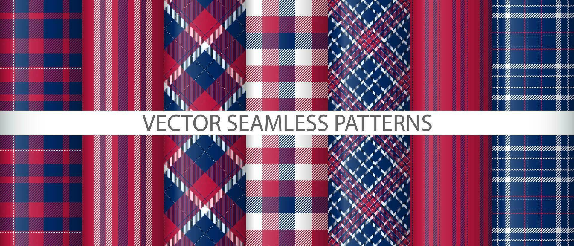 reeks controleren kleding stof vector. achtergrond textiel naadloos. structuur Schotse ruit plaid patroon. vector