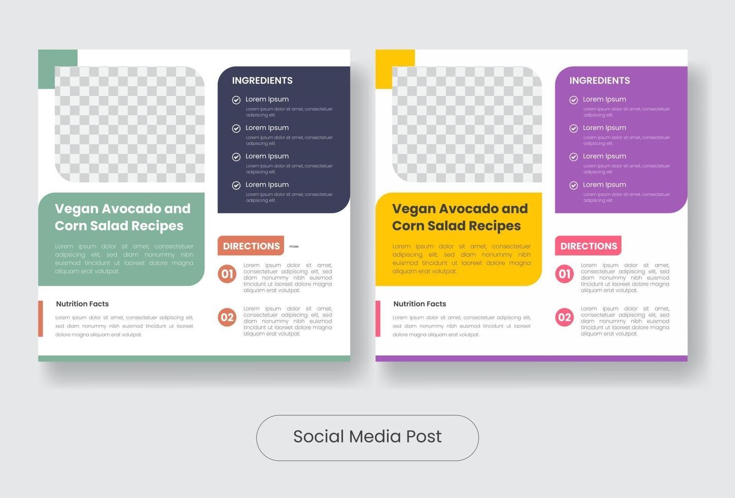 veganistisch eten recepten social media post banner template set vector