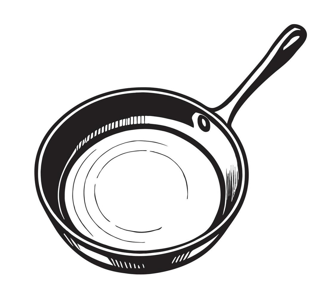 schetsen frituren pan hand- getrokken in tekening stijl illustratie vector