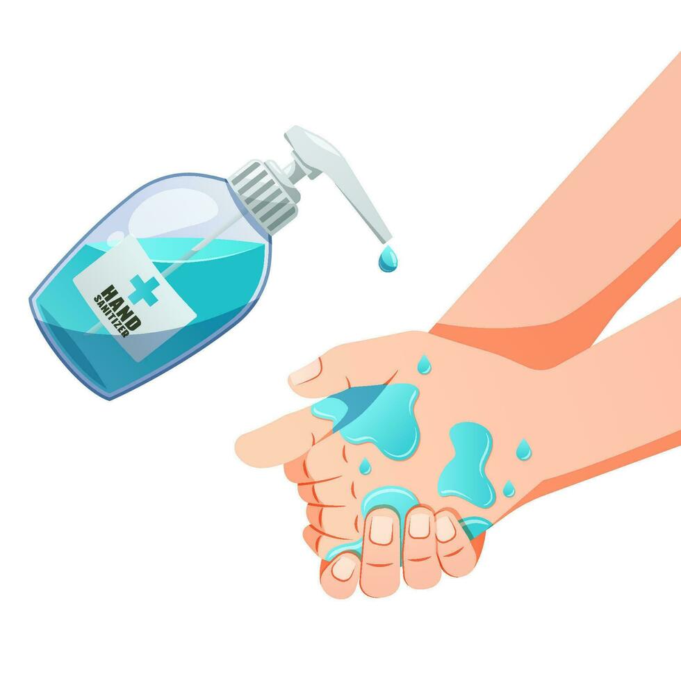 het wassen handen met hand- ontsmettingsmiddel concept vector. vector